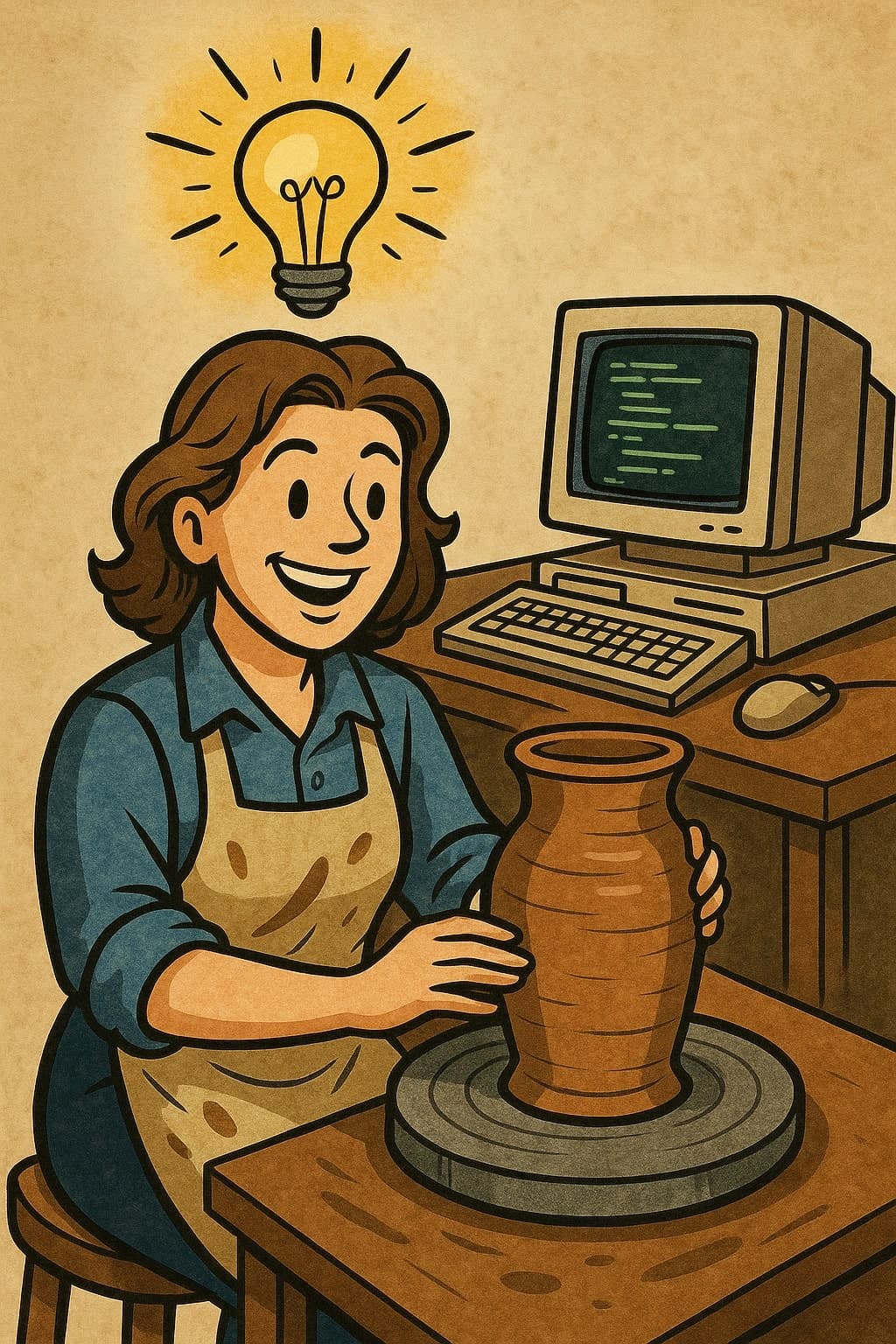 Artist's hands working with clay, representing creative cross-training