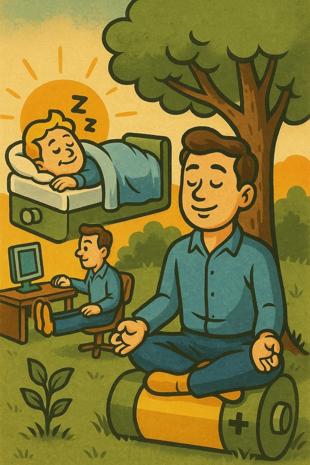 Person practicing mindfulness and well-being techniques